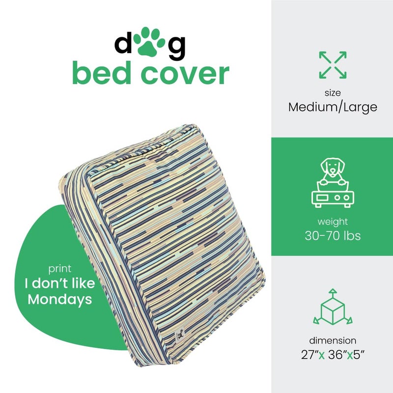 Molly Mutt Medium to Large Dog Bed Cover - I Don't Like Mondays Print - Measures 27â€x36â€x5â€™â€™- 100% Cotton - Durable - Breathable - Sustainable - Machine Washable Dog Bed Cover - Image 2